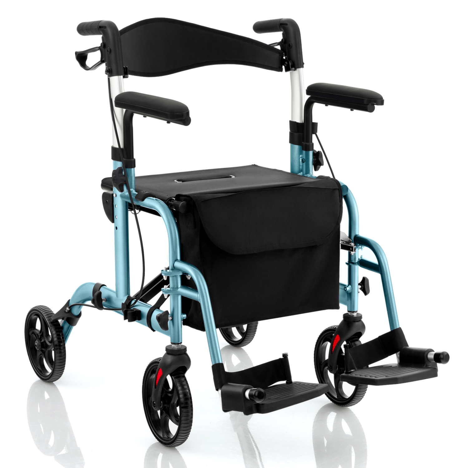 Goplus Folding Rollator Walker w/Seat & 8" Wheels Supports up to 300 lbs