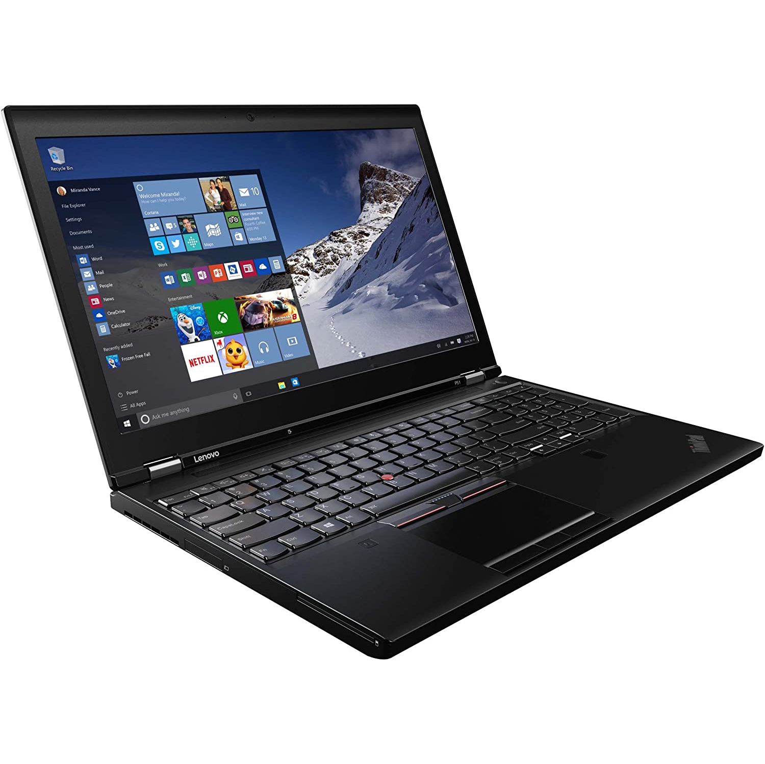 Refurbished - Lenovo P51 Core i7 - 7700HQ / 2.80 GHz / 16 GB / 512 GB SSD / Webcam / NVIDIA Quadro M1200 4GB / Win 10 Pro - "Refurbished"