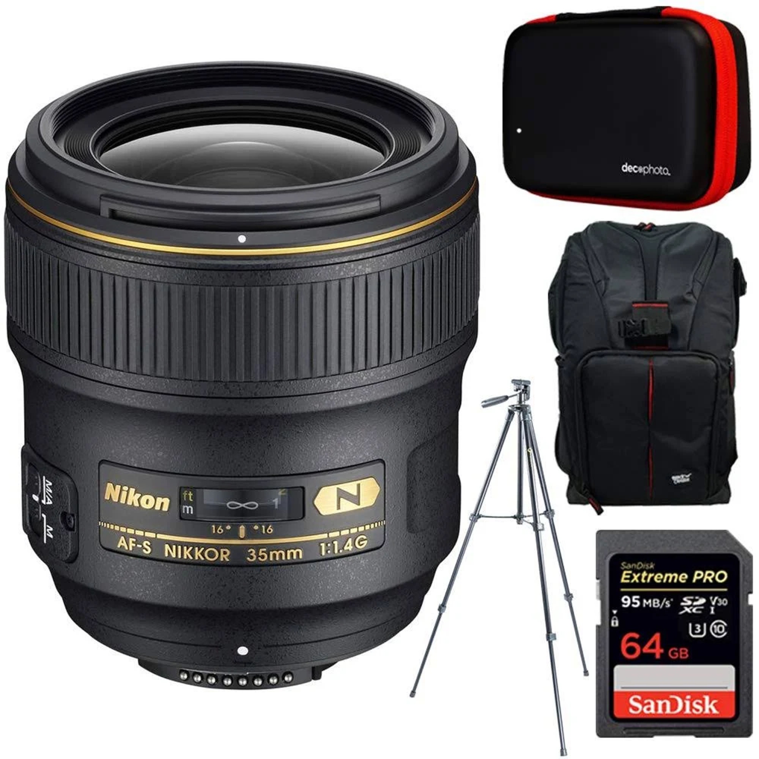 Nikon AF-S NIKKOR 35mm f/1.4G Lens Professional Bundle With 64GB