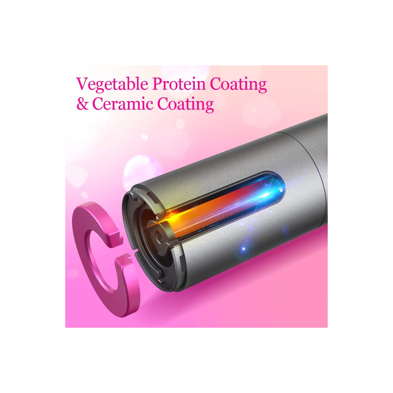 Cordless Hair Curler Automatic Curling Iron 6 Adjustable Ceramic Barrel USB Rechargeable