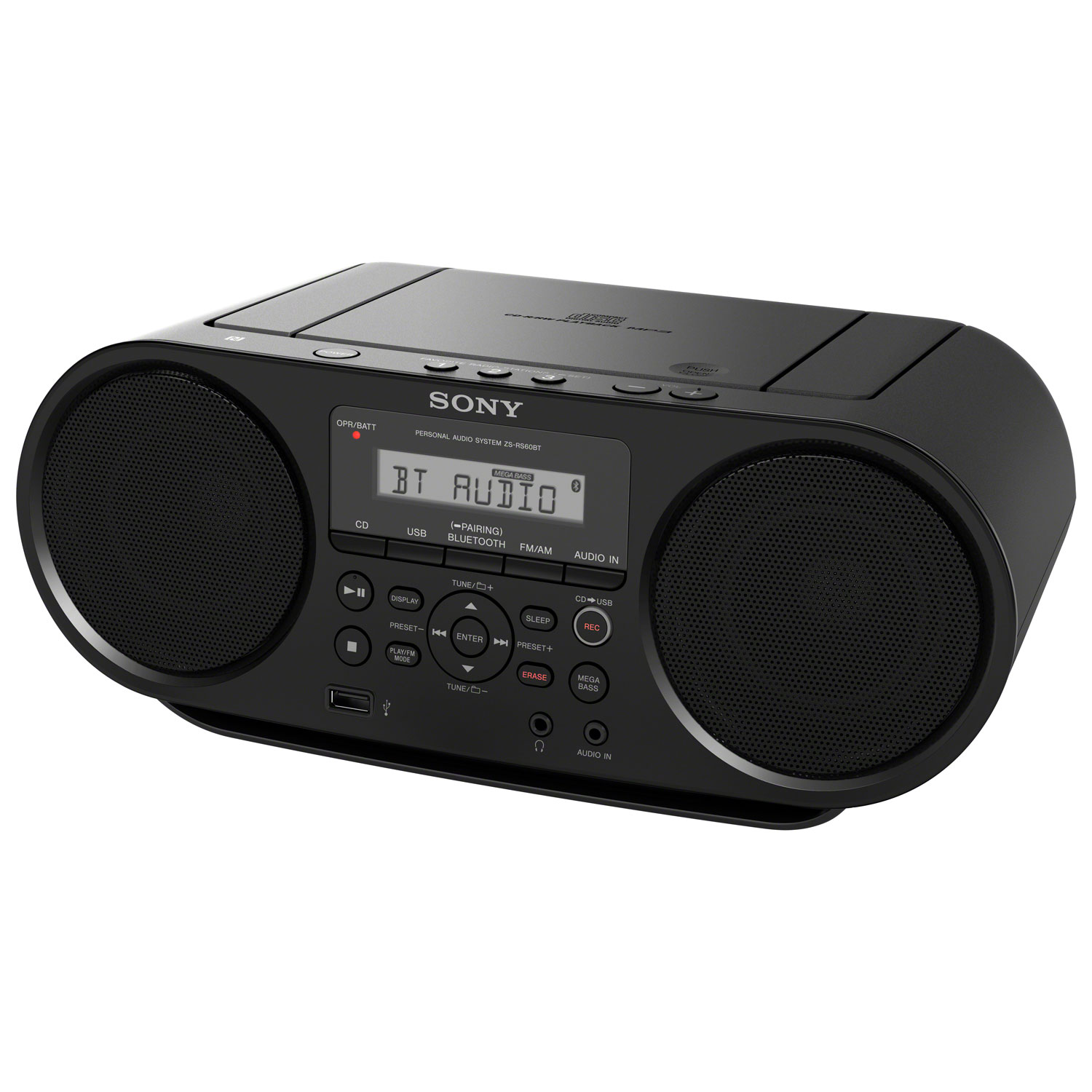 Sony Portable CD Boombox with Bluetooth & NFC (ZSRS60BT/UC) - Black