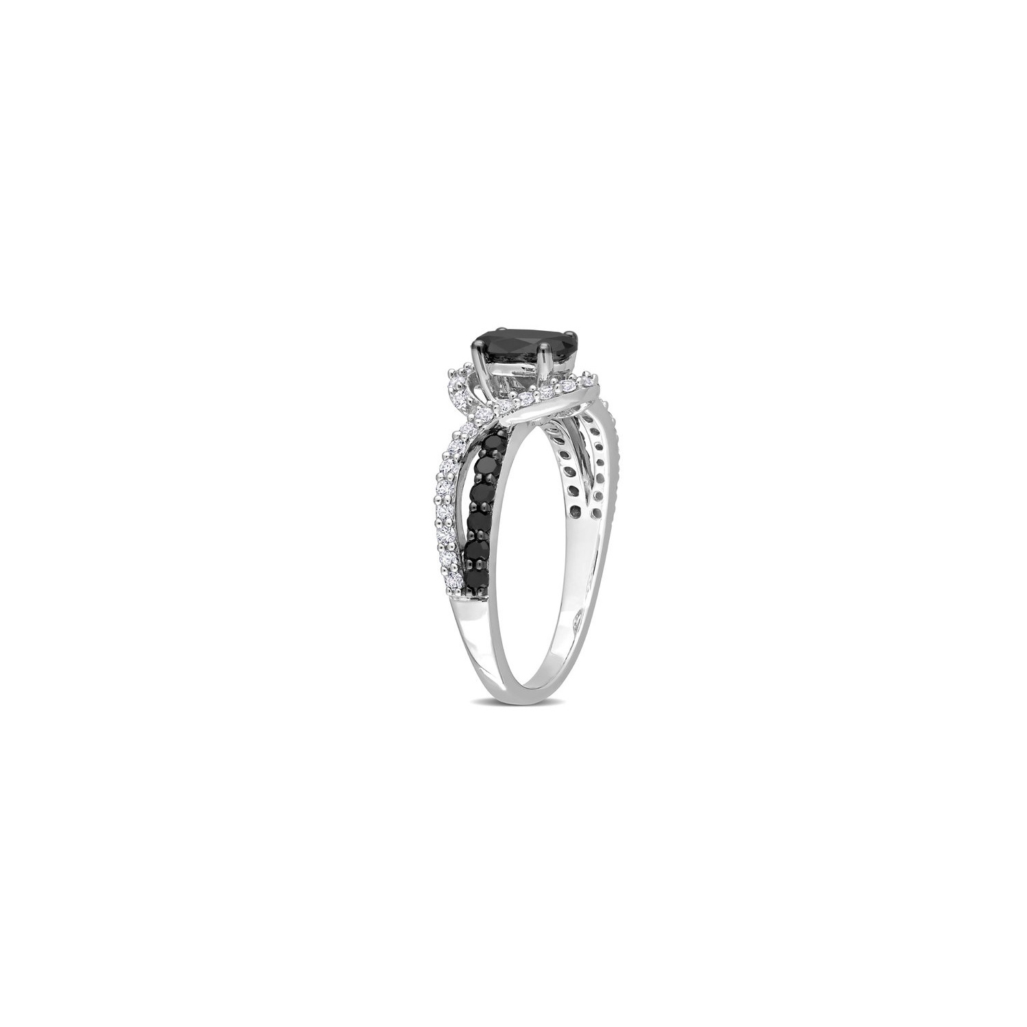 1.00 Carat Black Diamond Twist Ring in Sterling Silver with White Sapphires