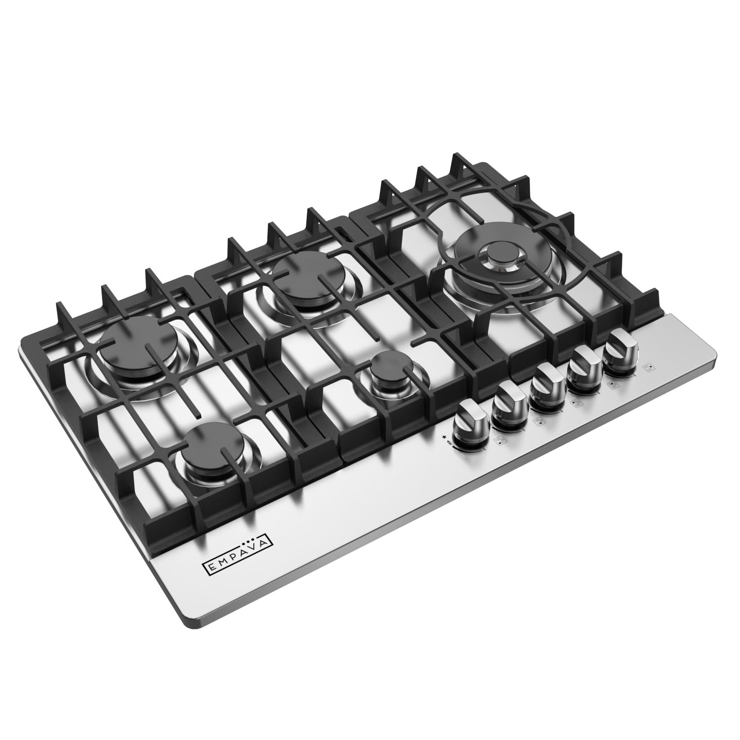 Surface de cuisson au gaz encastrable 30 pi3 à 5 brûleurs scellés Emava – gaz convertible en acier inoxydable