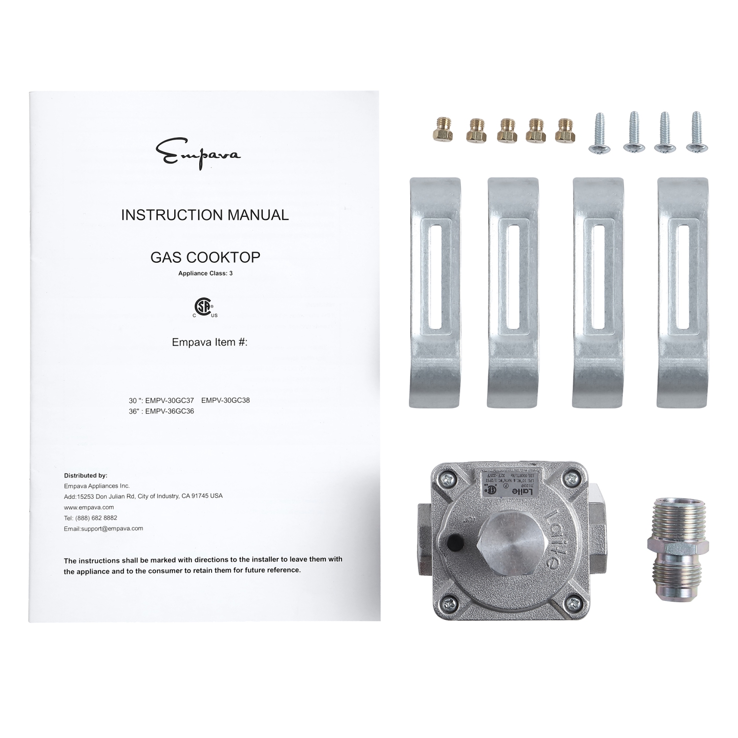 Surface de cuisson au gaz encastrable 30 pi3 à 5 brûleurs scellés Emava – gaz convertible en acier inoxydable