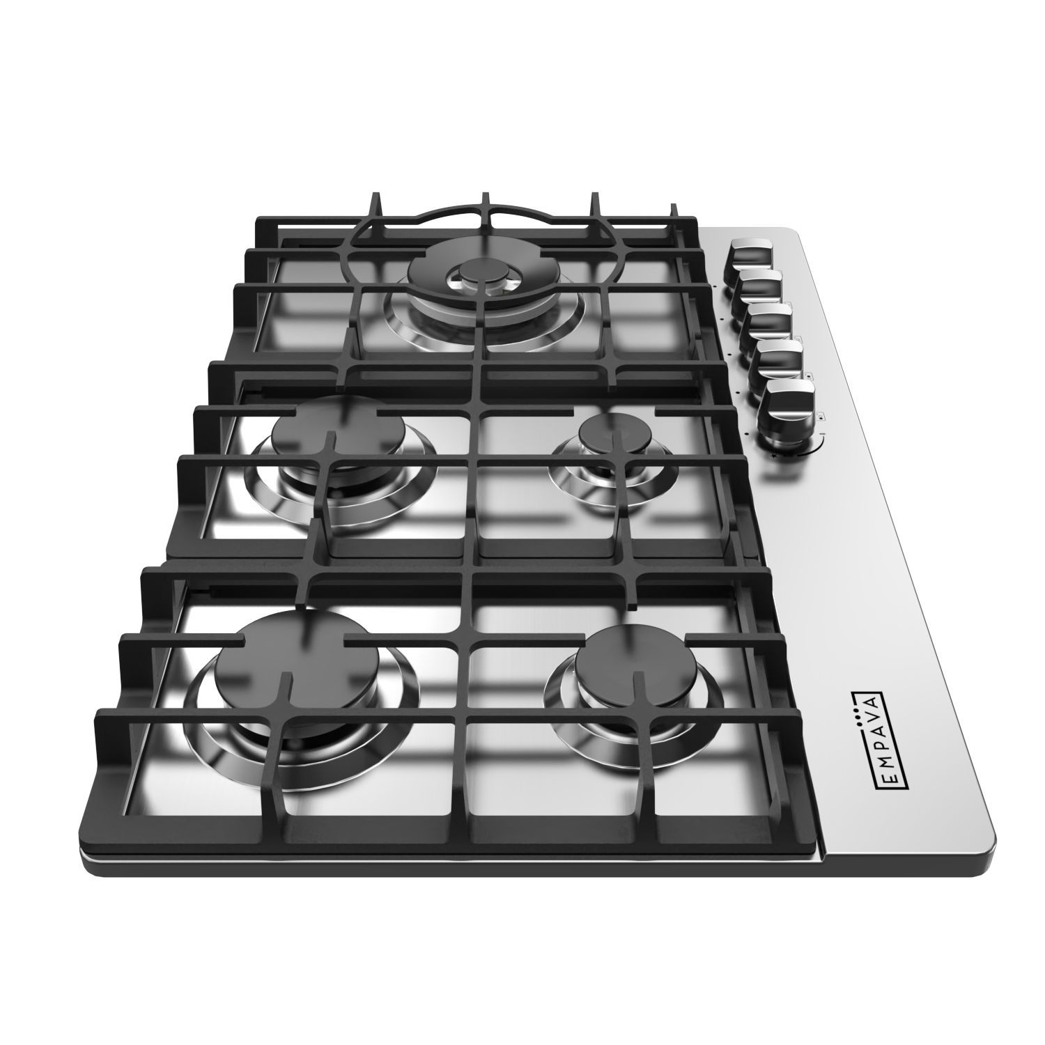 Surface de cuisson au gaz encastrable 30 pi3 à 5 brûleurs scellés Emava – gaz convertible en acier inoxydable
