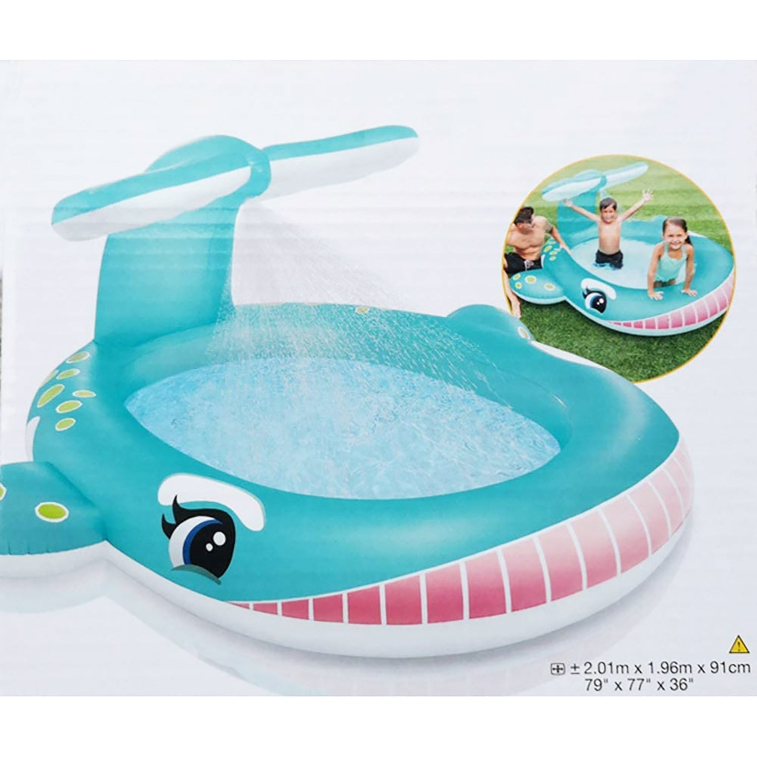 Intex - Whale Inflatable Pool, 79'' x 77'' x 36'', 53 Gallon Capacity, Blue