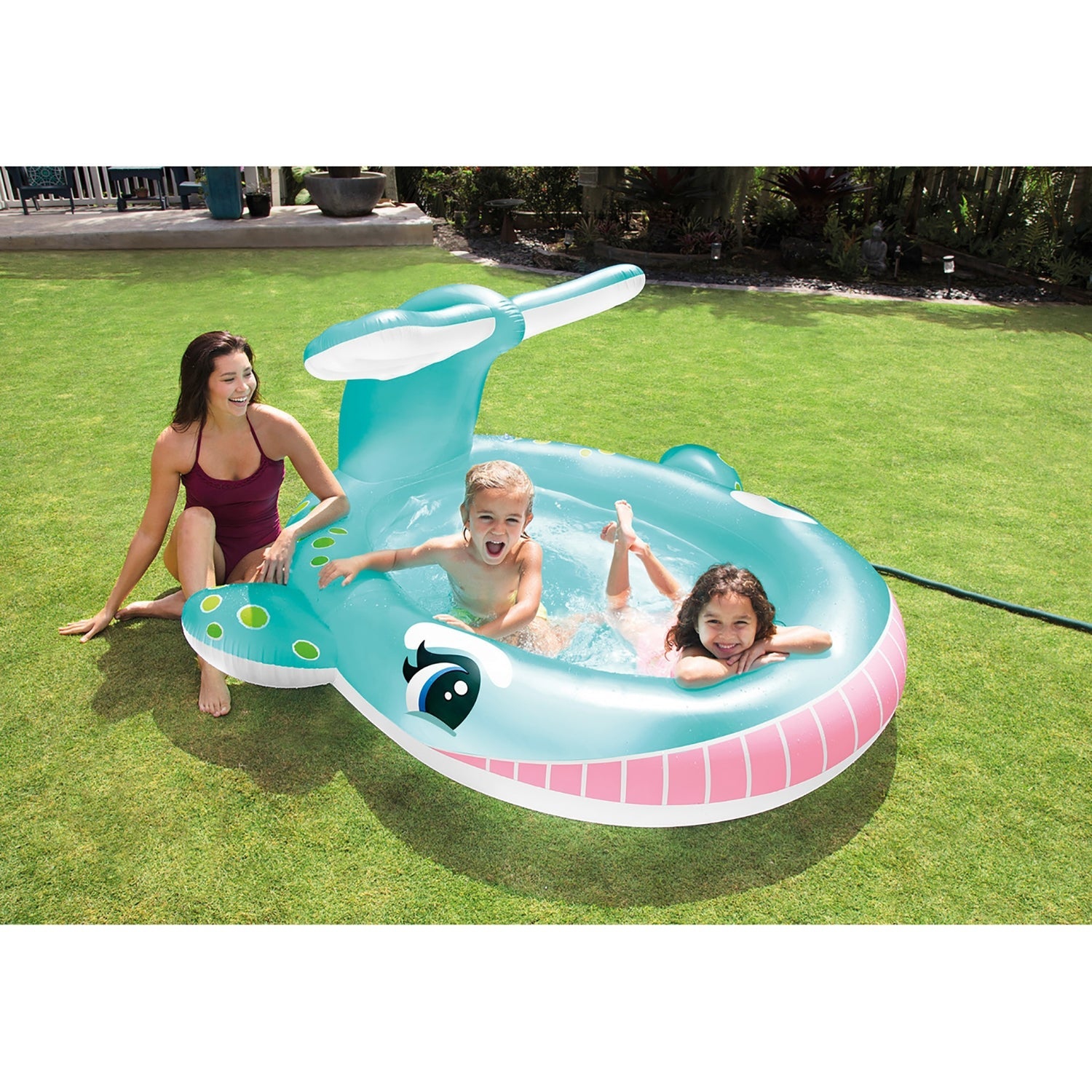 Intex - Whale Inflatable Pool, 79'' x 77'' x 36'', 53 Gallon Capacity, Blue