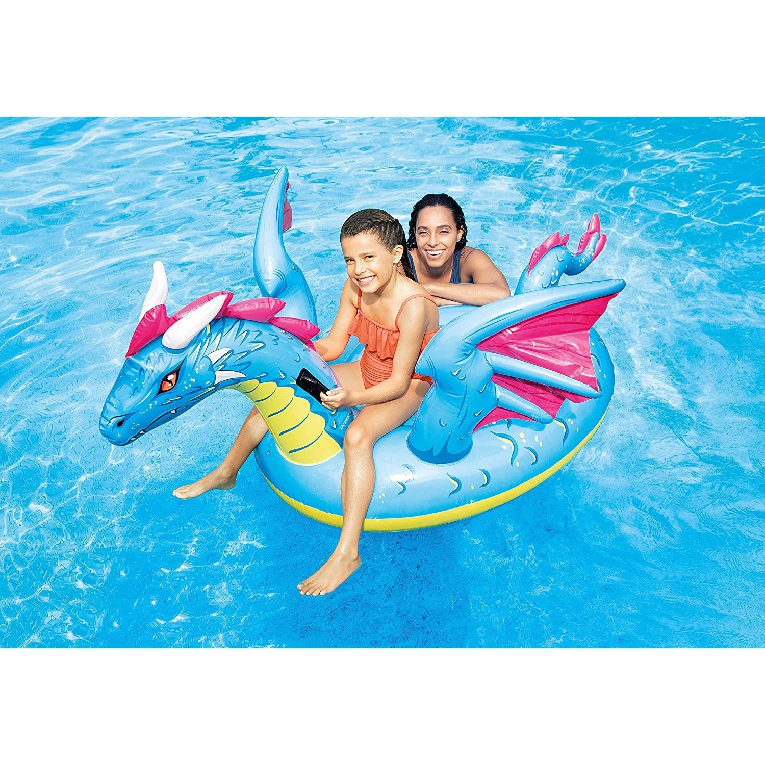 Intex - Dragon à Chevaucher Gonflable pour Piscine, 79'' x 75'', Bleu