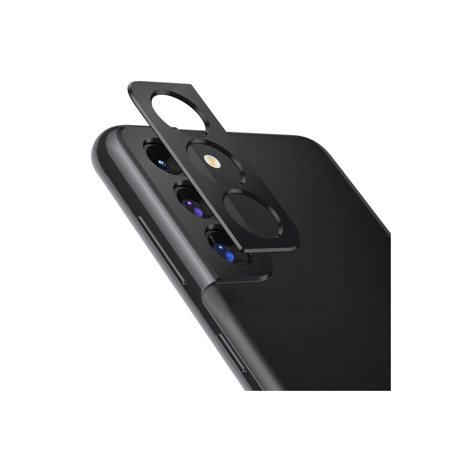 TopSave [1 pièce] Bordure plate noire compatible avec les étuis, objectif d'appareil photo en verre trempé pour Samsung Galaxy S21 FE 6.4"