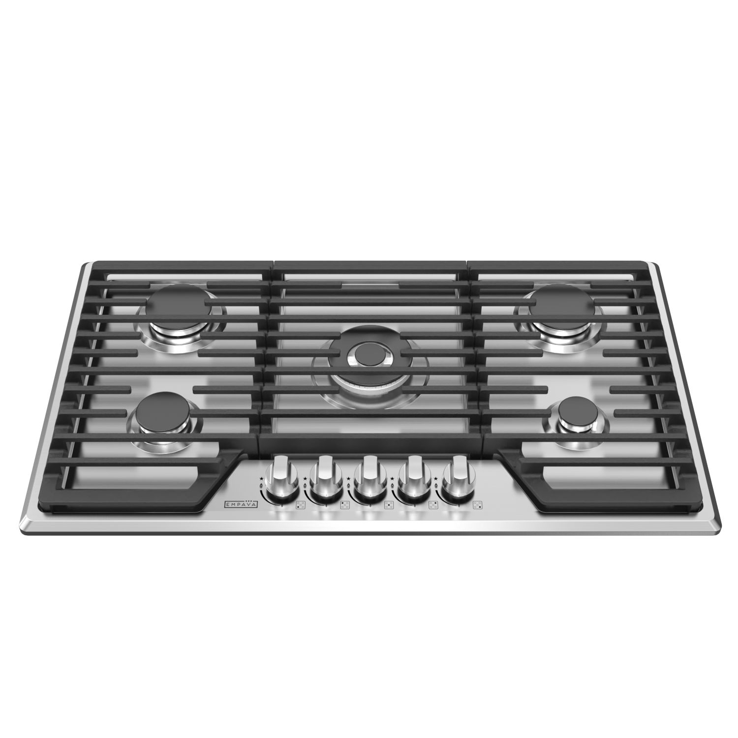 Surface de cuisson au gaz encastrable 36 pi3 à 5 brûleurs scellés Emava – gaz convertible en acier inoxydable