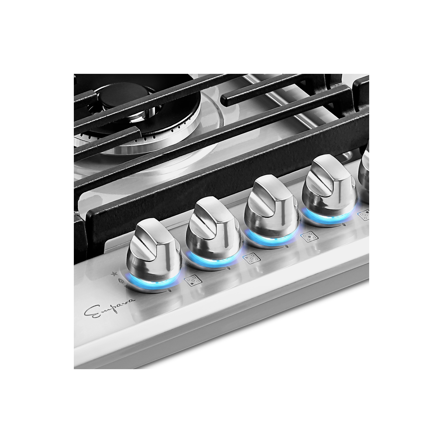 Surface de cuisson au gaz encastrable 36 pi3 à 5 brûleurs scellés Emava – gaz convertible en acier inoxydable