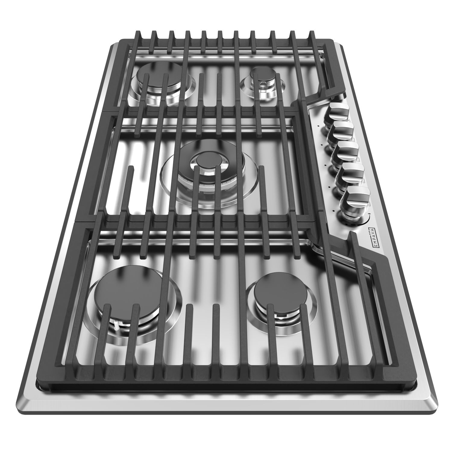 Surface de cuisson au gaz encastrable 36 pi3 à 5 brûleurs scellés Emava – gaz convertible en acier inoxydable