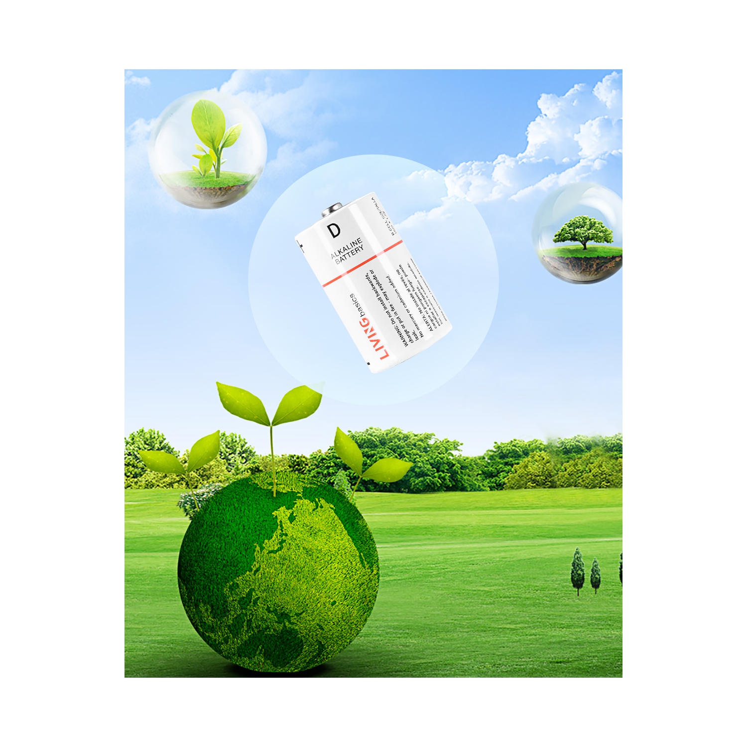 4pcs 1.5V D Batteries alcalines est conforme à la directive de l'UE de la batterie pourraient fonctionner entre -18 et 50 - LivingBasics®