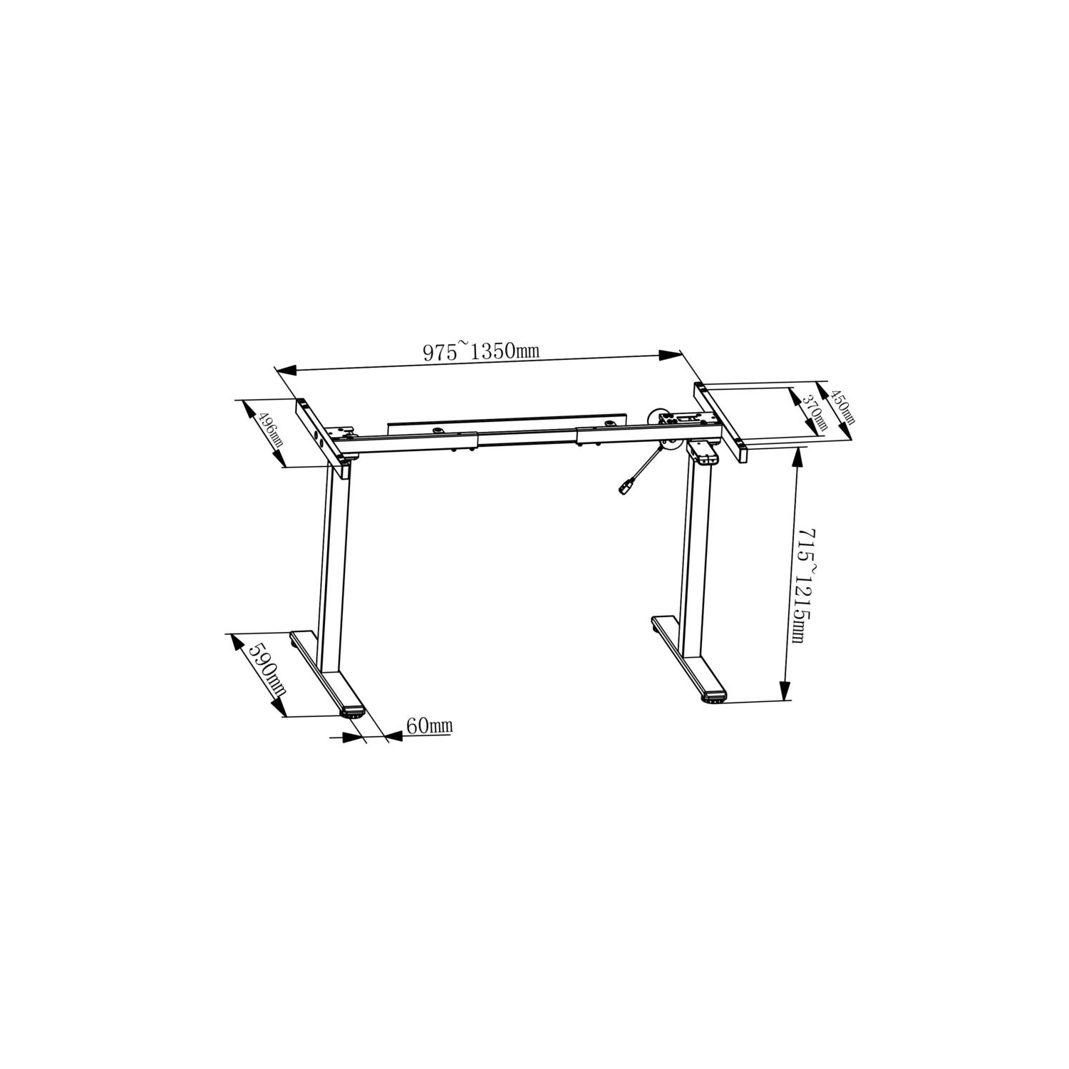 Cadre de bureau debout à hauteur ajustable à l'électricité, bureau assis/debout ergonomique pour tables 39-63 po