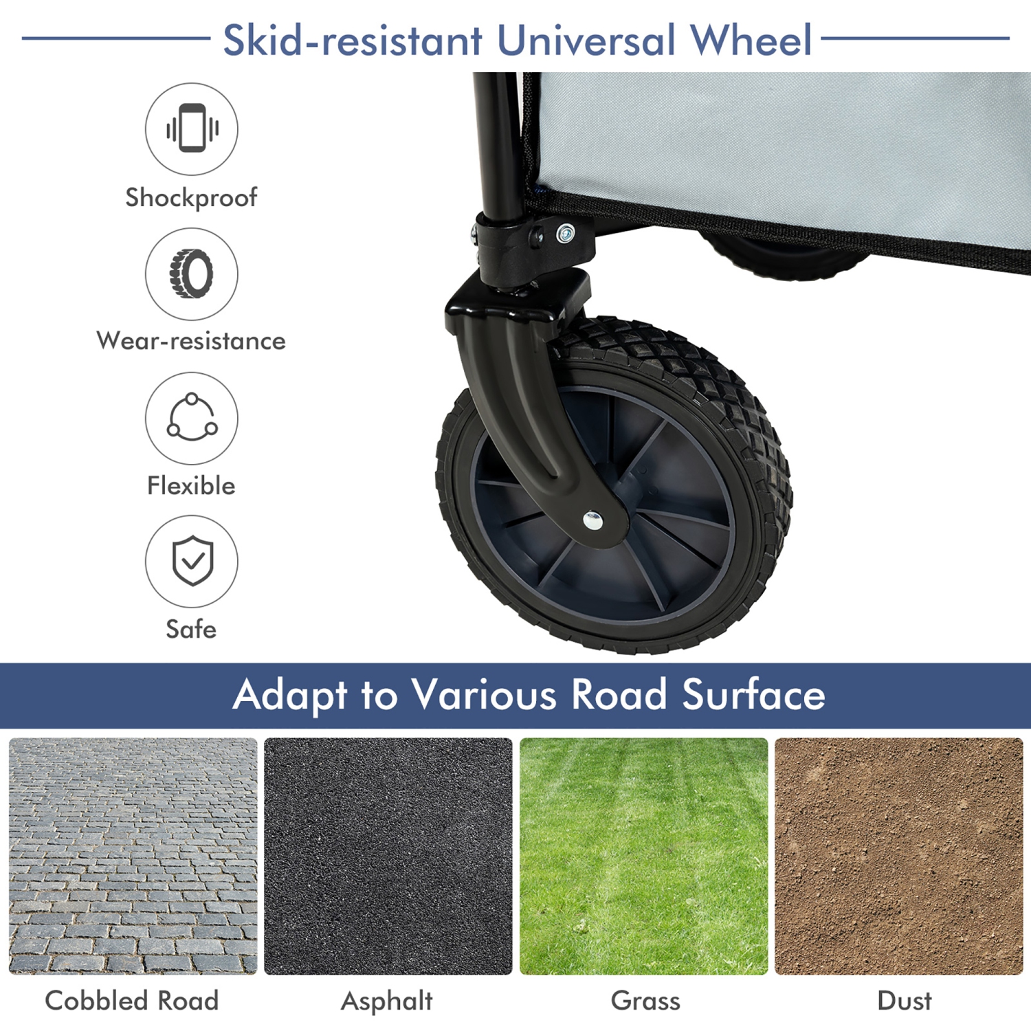 Costway Folding Collapsible Wagon Utility Camping Cart W/Wheels & Adjustable Handle