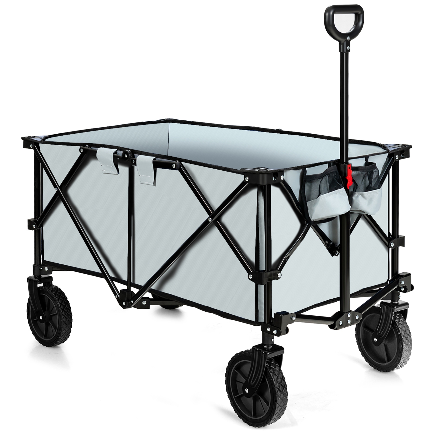 Costway Folding Collapsible Wagon Utility Camping Cart W/Wheels & Adjustable Handle