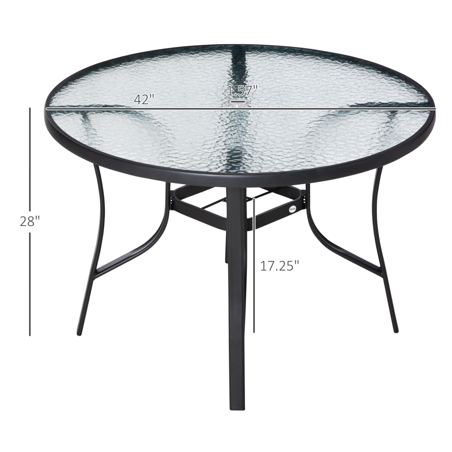 Outsunny 42-inch Patio Dining Table with Umbrella Hole Round Outdoor Bistro Table for Garden Lawn Backyard, Steel