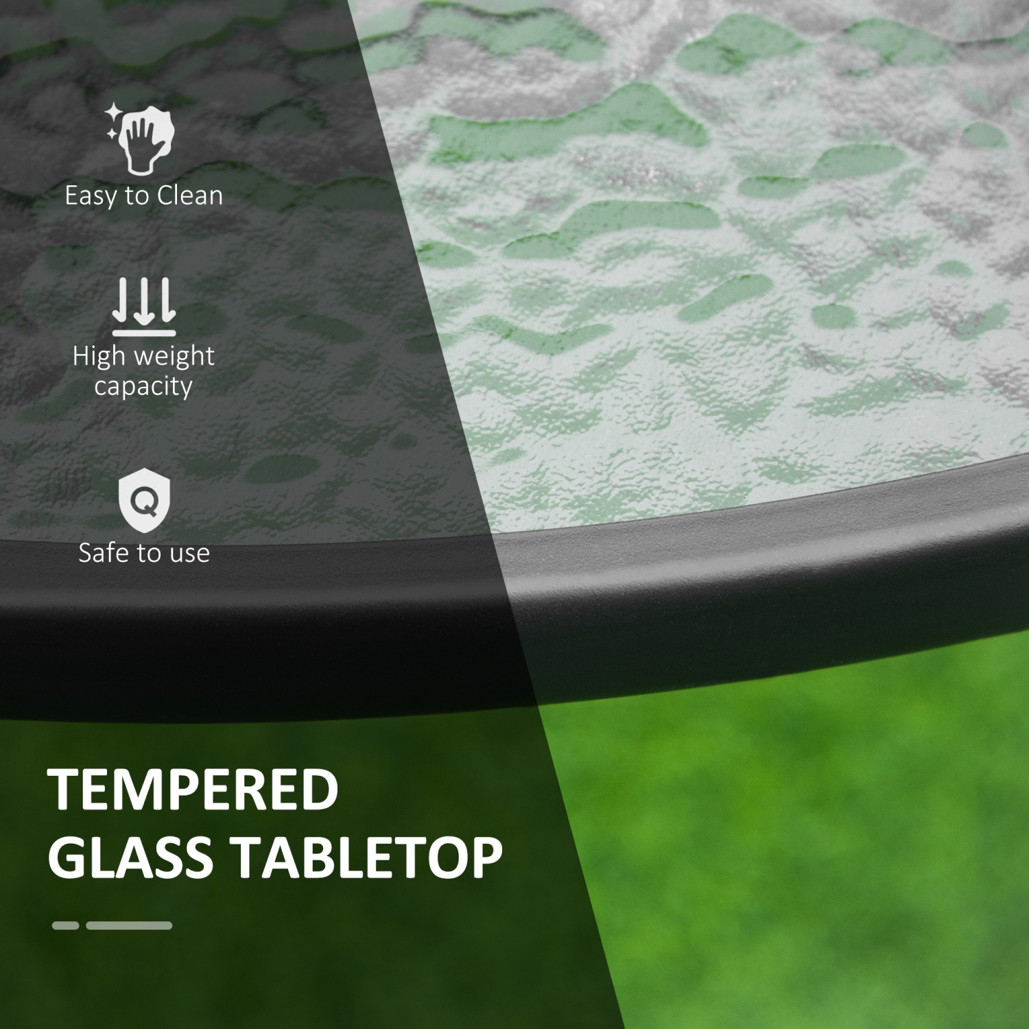 Outsunny 42-inch Patio Dining Table with Umbrella Hole Round Outdoor Bistro Table for Garden Lawn Backyard, Steel