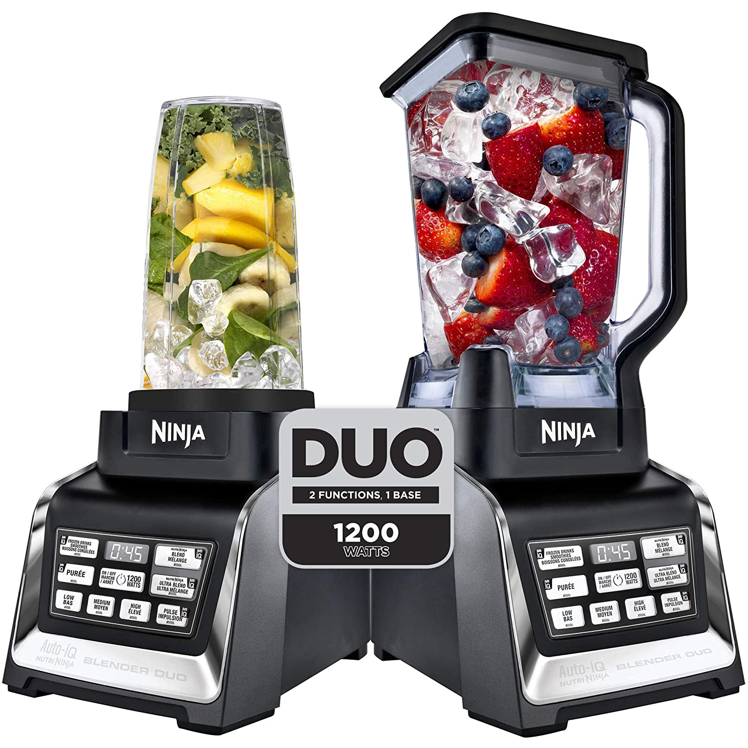 Remis à neuf - mélangeur sur socle 1300&nbsp;W Nutri Ninja Duo Auto-iQ de Ninja avec tasses Nutri Ninja