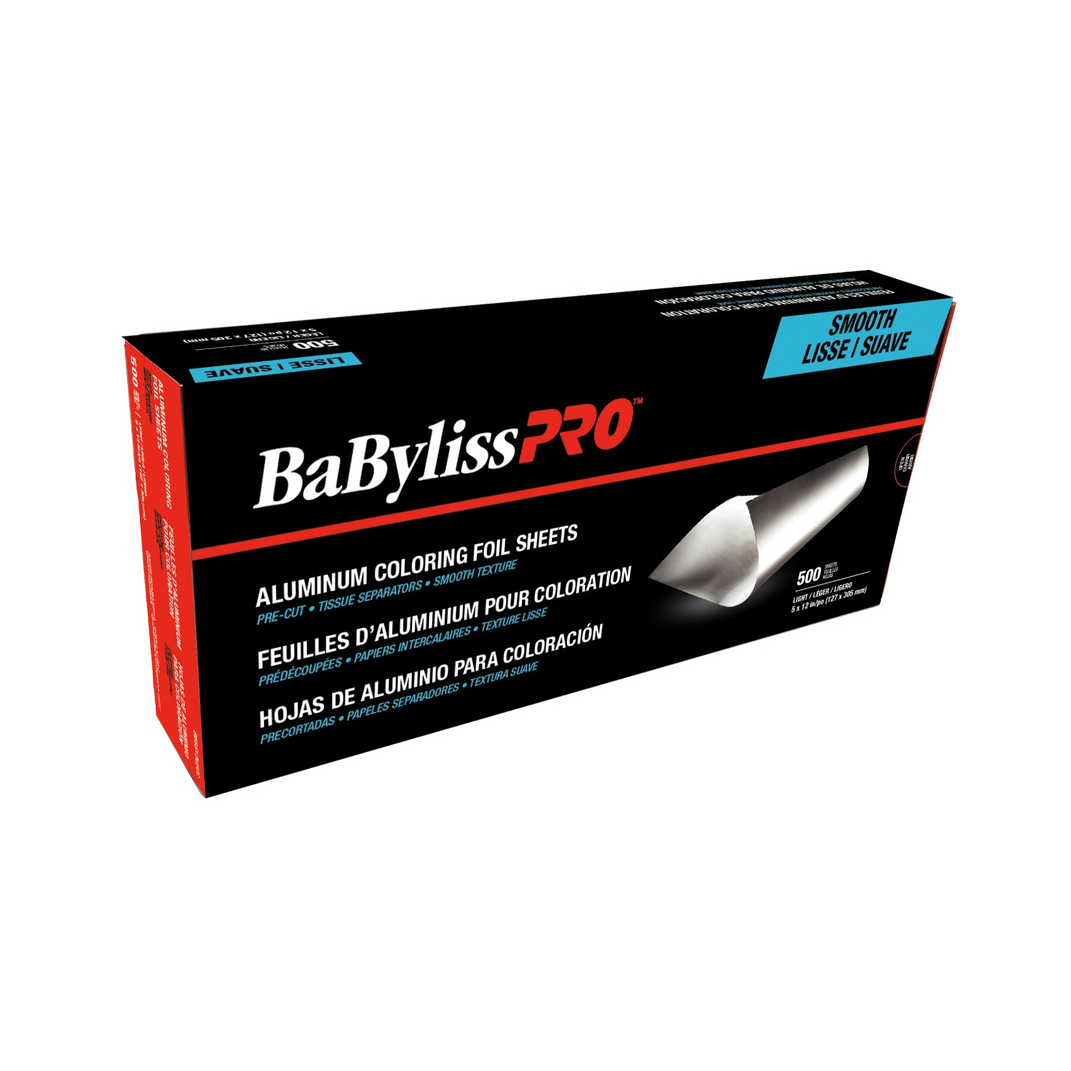 BaBylissPRO Aluminum Coloring Foil Light Sheets, 5x12 inch, 500/box
