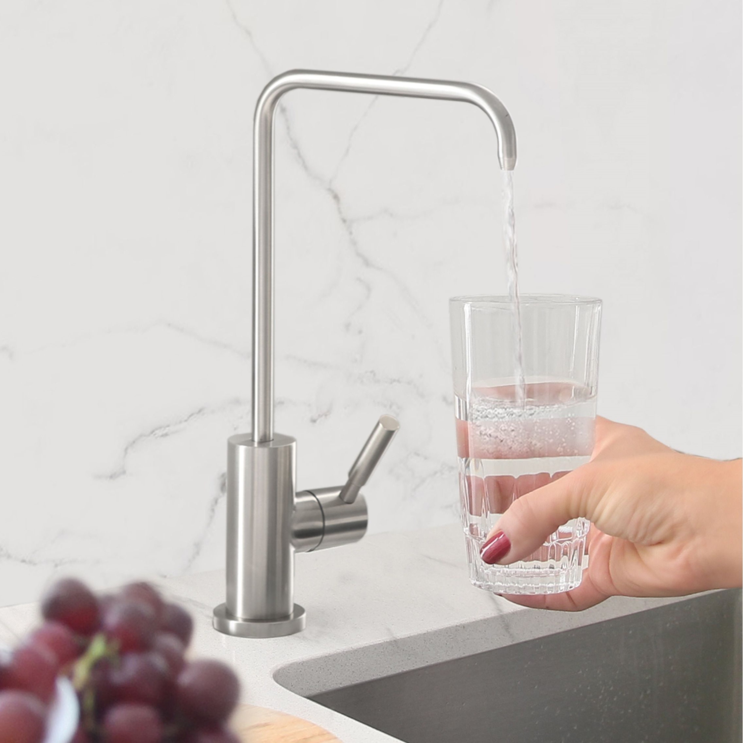 STYLISH Kitchen Sink Drinking Water Tap Faucet Stainless Steel Brushed Finish K-147S