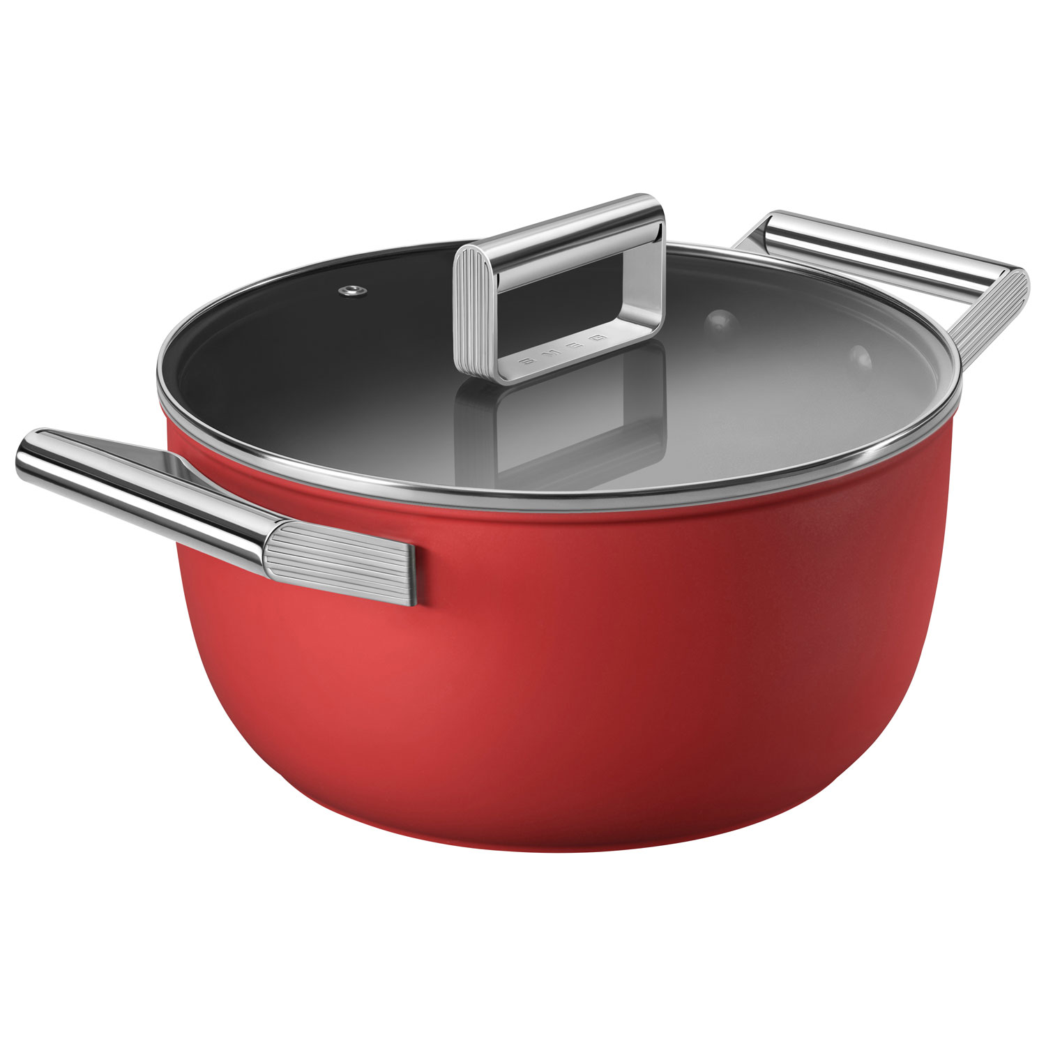 Smeg 9.5" Aluminum Casserole Pan with Glass Lid - Matte Red