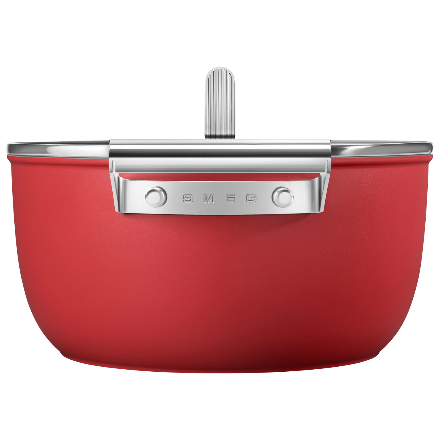 Smeg 9.5" Aluminum Casserole Pan with Glass Lid - Matte Red