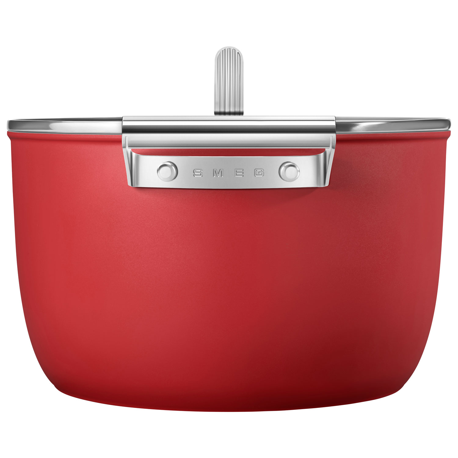 Casserole de 10 po en aluminium avec couvercle en verre de Smeg - Rouge mat