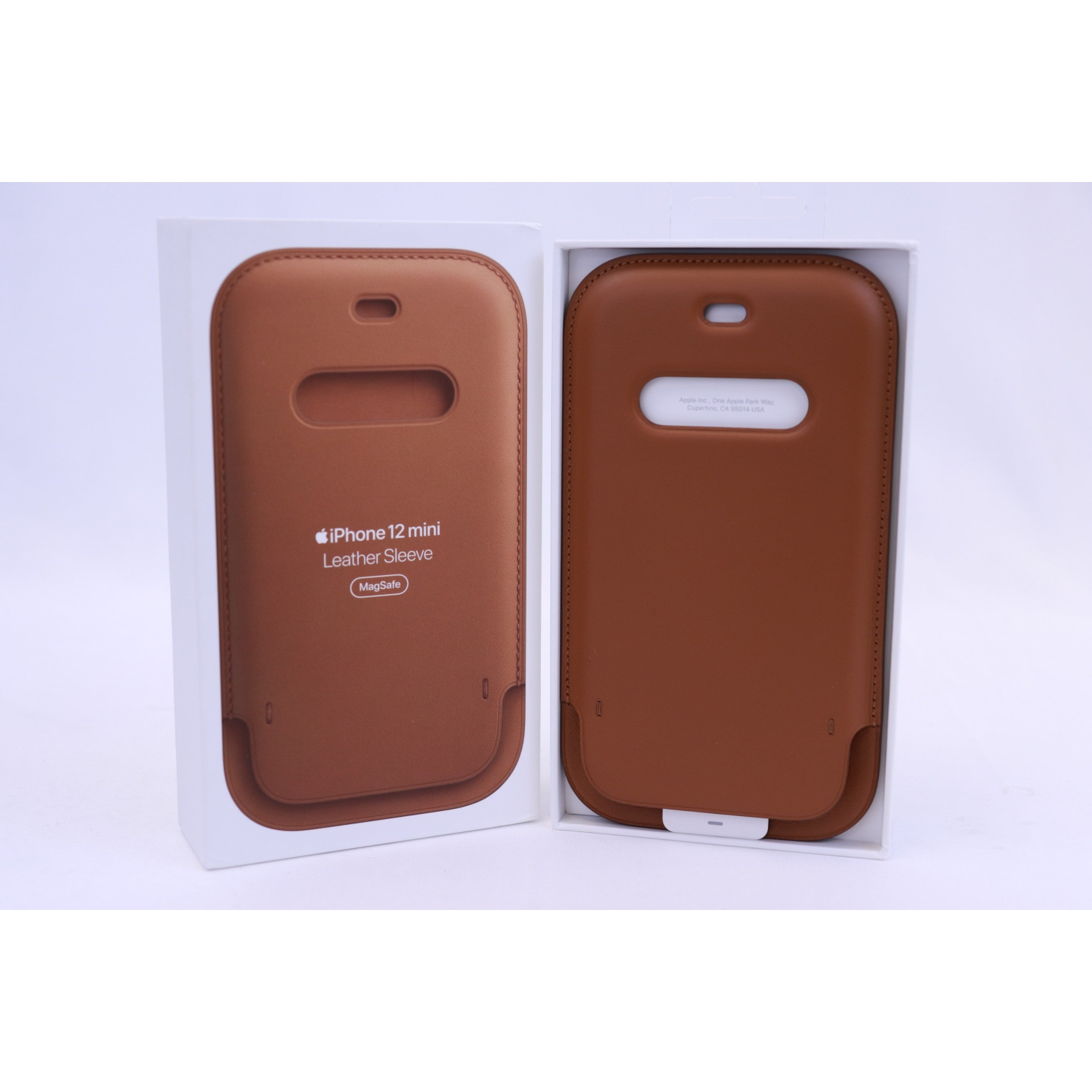 Open Box - iPhone 12 mini Leather Sleeve with MagSafe Saddle Brown