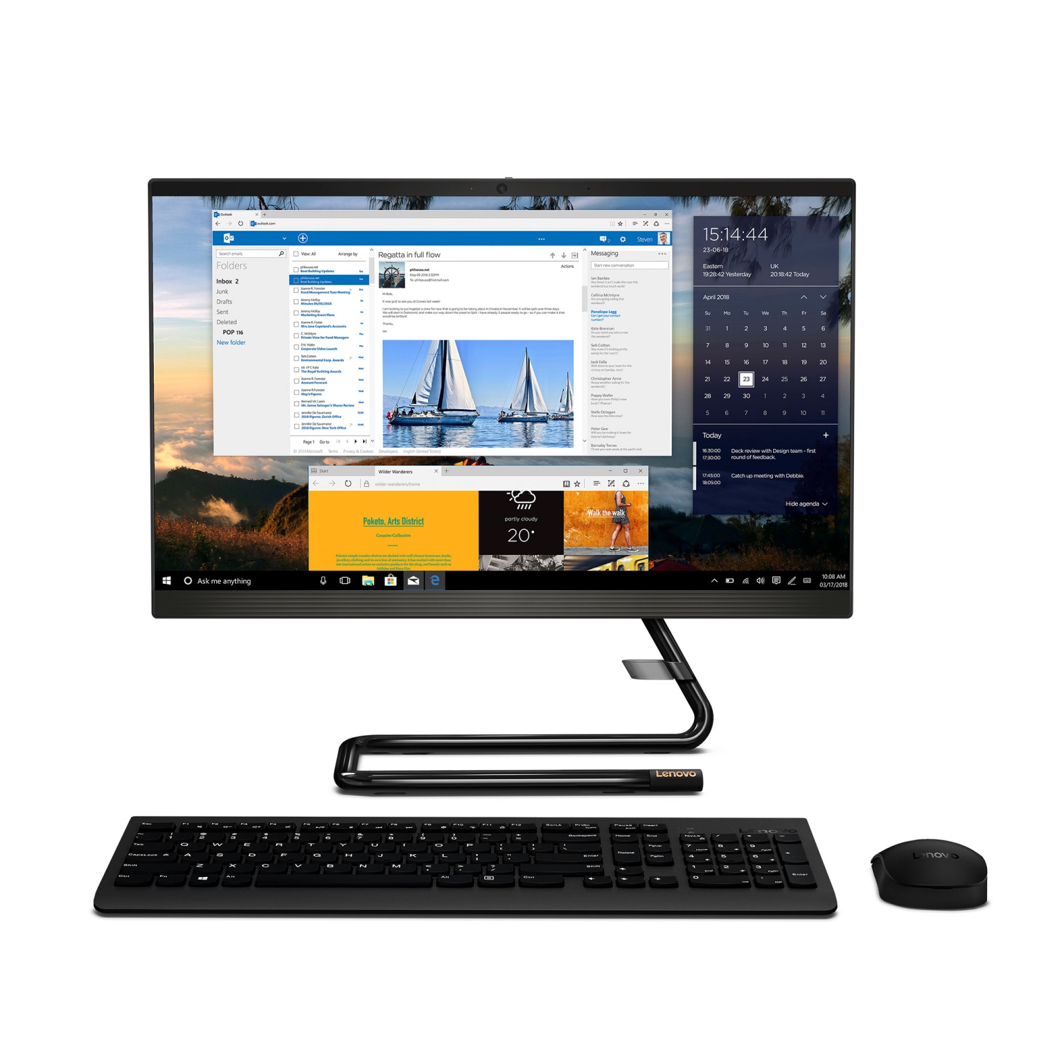 Lenovo IdeaCentre AIO 3i Desktop, 21.5" FHD IPS Touch 250 nits, G6400T, UHD, 4GB, 1TB, Win 10 Home