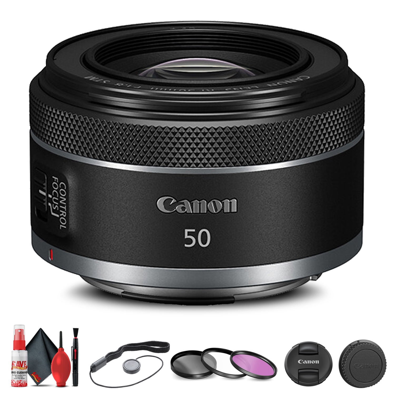 Canon RF 50mm f/1.8 STM Lens (4515C002) + Filter Kit + Cap Keeper Base Bundle