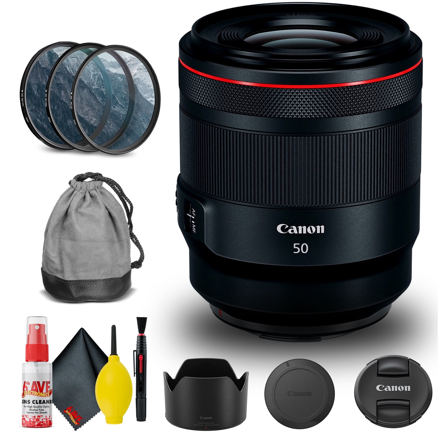 Canon RF 50mm f/1.2L USM Lens + Filter Kit + Cap Keeper + More (International Version)