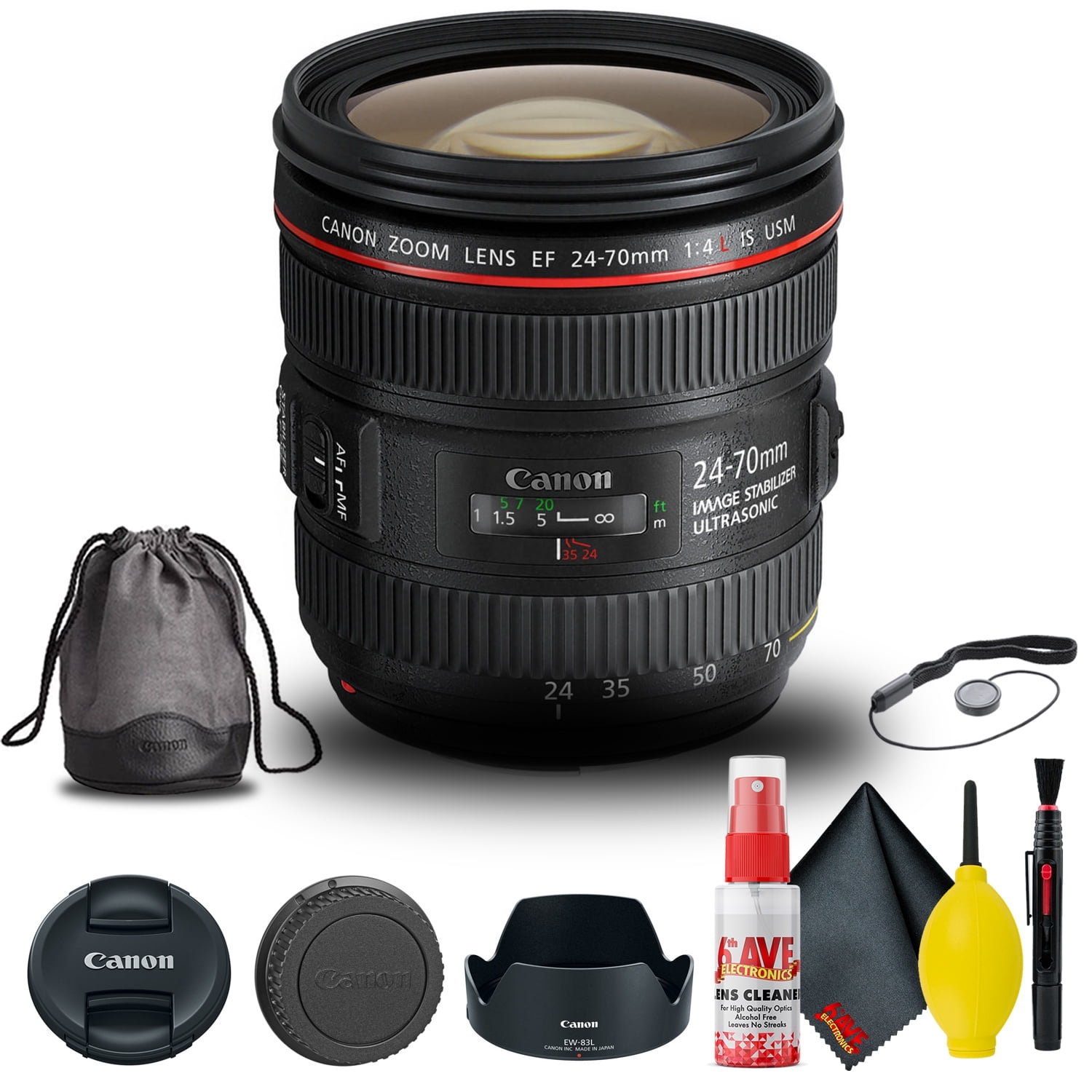 Canon EF 24-70mm f/4L IS USM Lens + Filter Kit + Cap Keeper + More