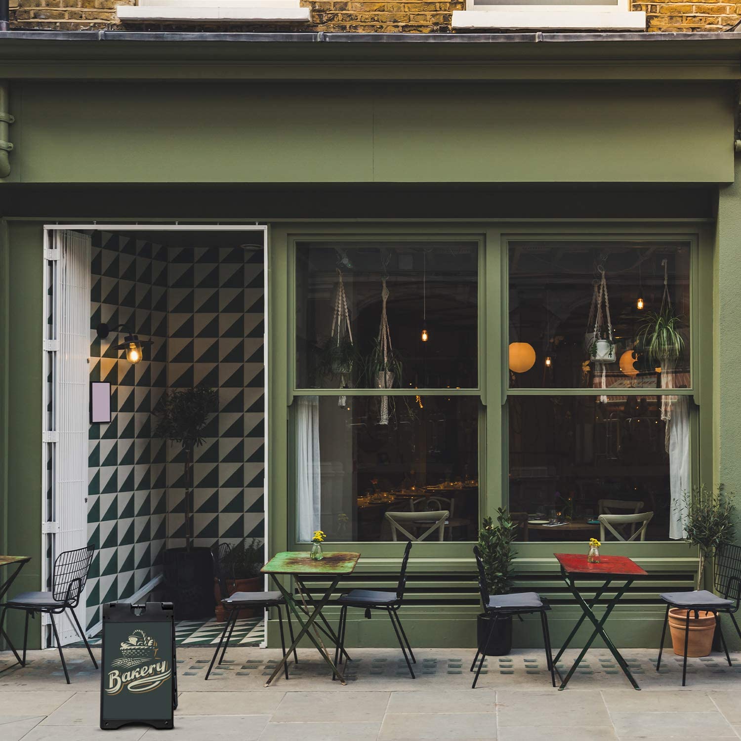 Jumbl A-Frame Signboard 22" x 28" Display Surface - Large Outdoor Sandwich Board w/Weather Resistant PVC Sign Protector & Sand Fill Holes - Dual