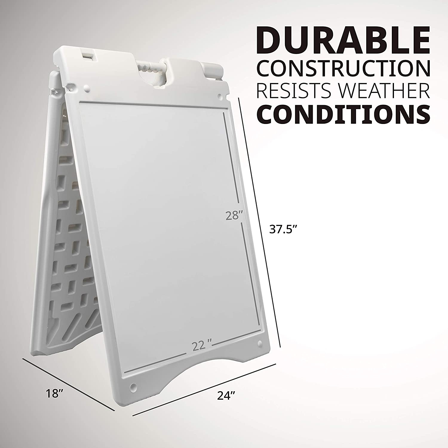 Panneau d’affichage En A résistant aux intempéries pliable avec base antidérapante pour l’affichage extérieur sur trottoir – utilisez l’avant et