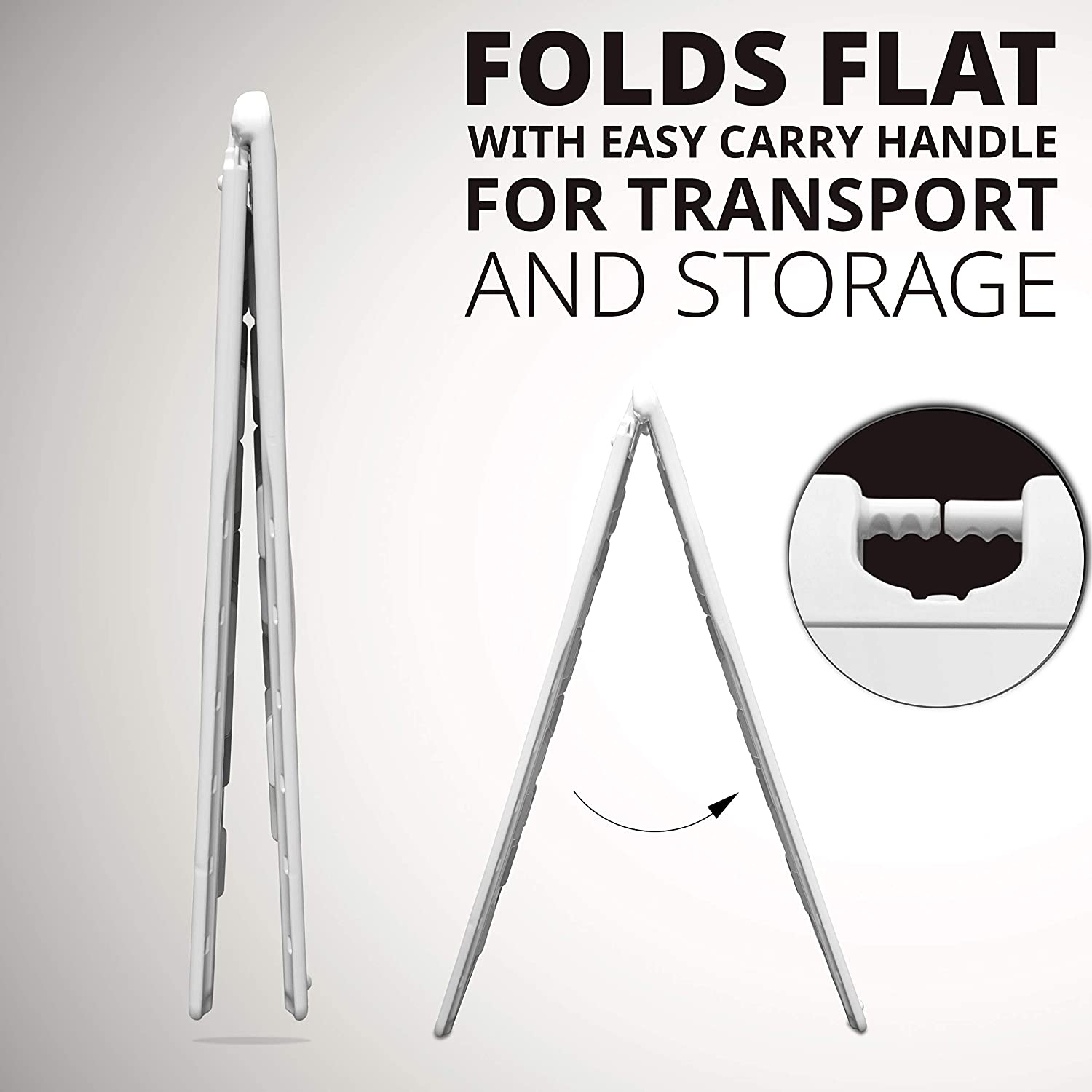 Panneau d’affichage En A résistant aux intempéries pliable avec base antidérapante pour l’affichage extérieur sur trottoir – utilisez l’avant et