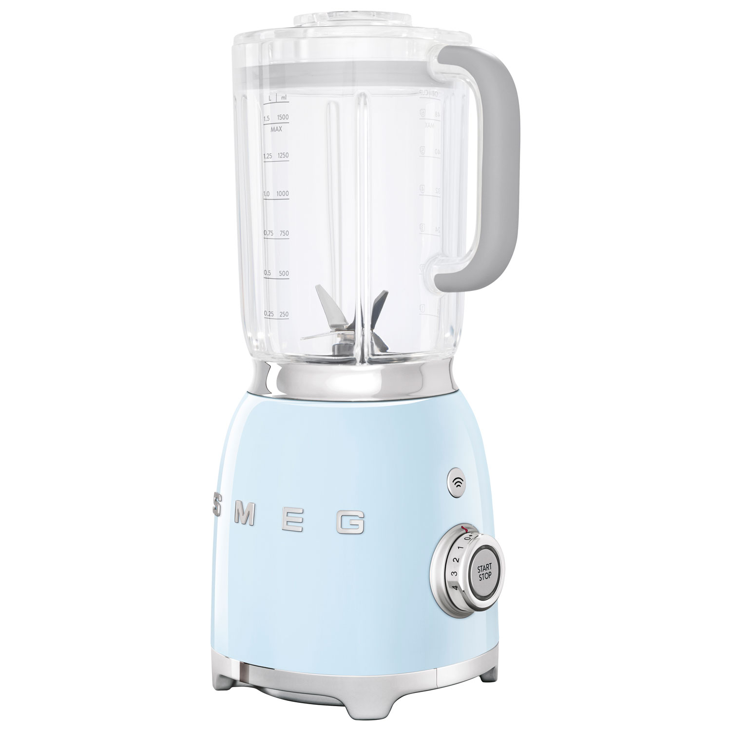 Mélangeur de comptoir de 1,4 l et 600 W de la gamme Années 50 de Smeg - Bleu pastel