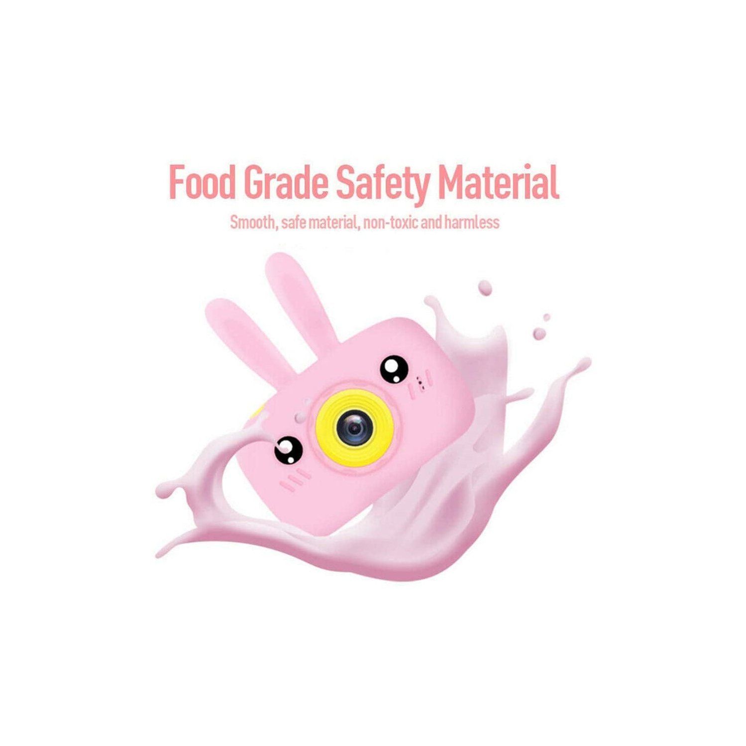 SAMA Kids Camera Pink , Digital Video Camera Cartoon Toy 8.0mp Inch Hd Screen Rechargeable Shockproof