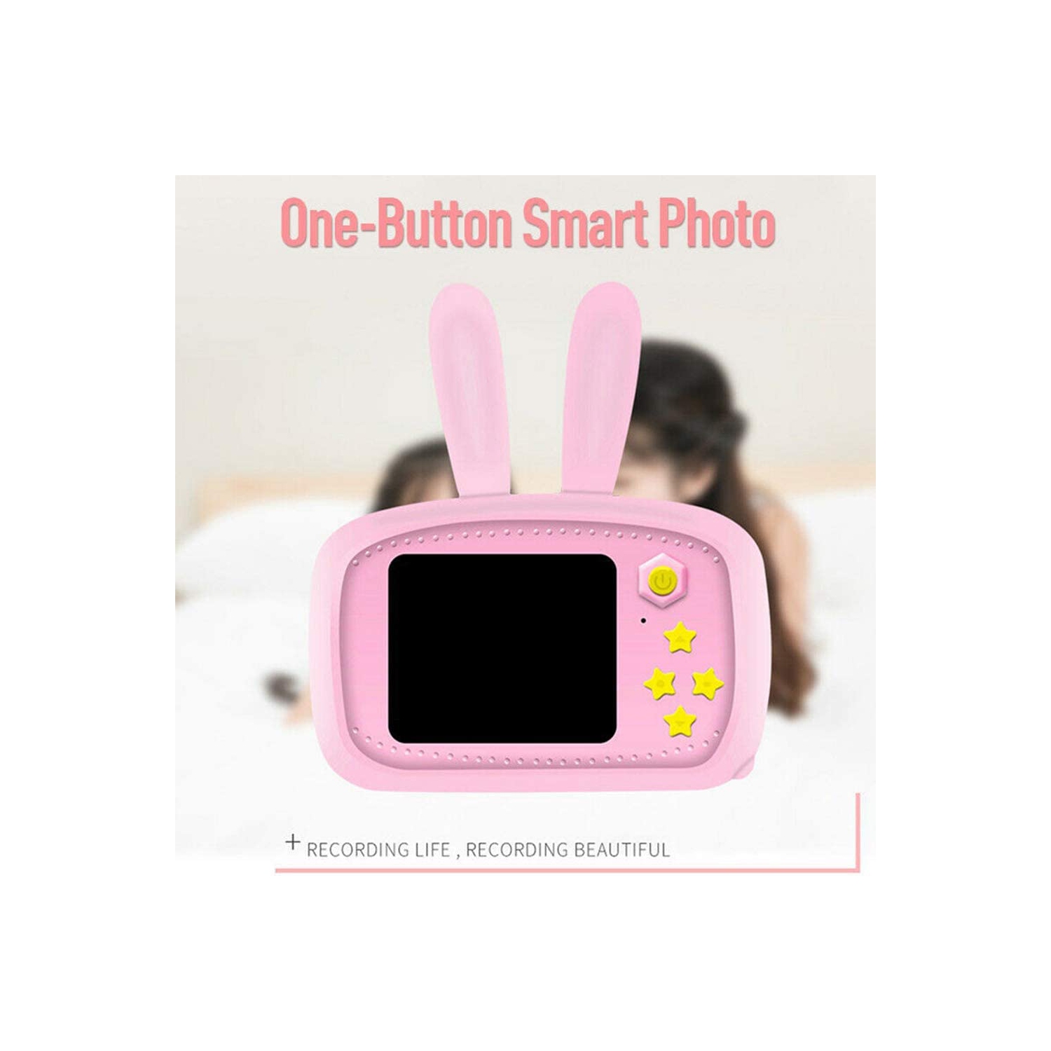SAMA Kids Camera Pink , Digital Video Camera Cartoon Toy 8.0mp Inch Hd Screen Rechargeable Shockproof