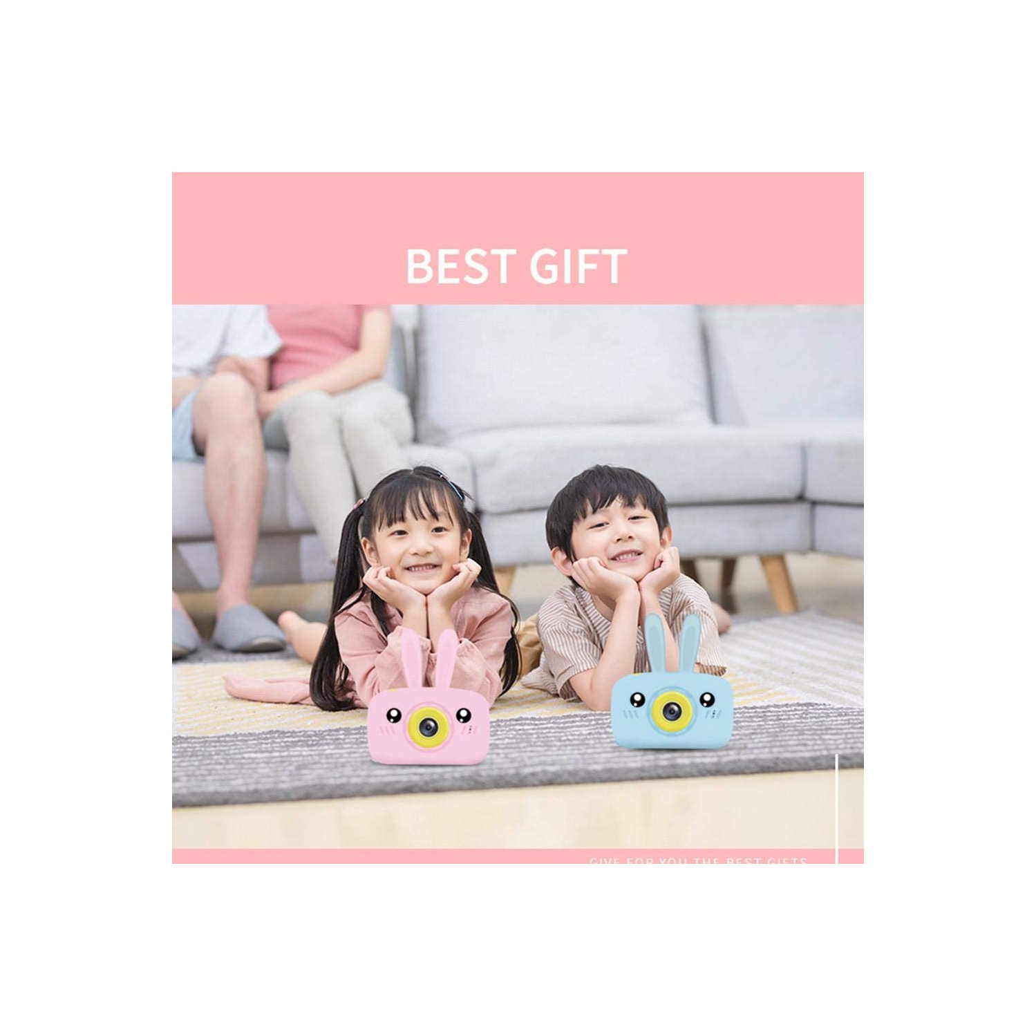 SAMA Kids Camera Blue , Digital Video Camera Cartoon Toy 8.0mp Inch Hd Screen Rechargeable Shockproof