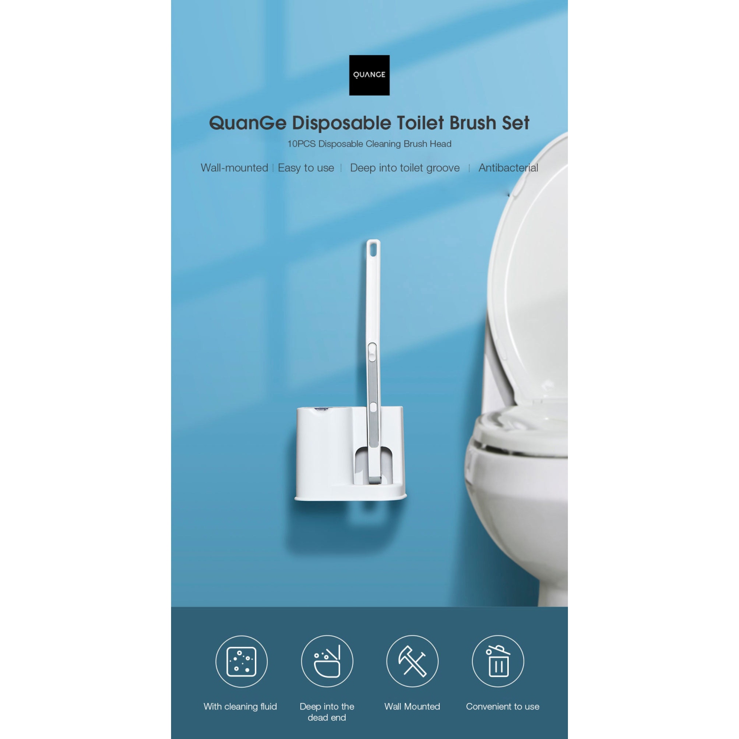 Ensemble de brosses jetables pour toilette Quange