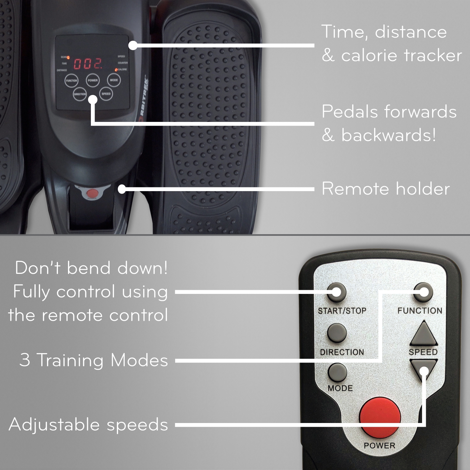 ORBITREK MX - appareil elliptique motorisé pour dessous de bureau | pédalier compact pour entraînement