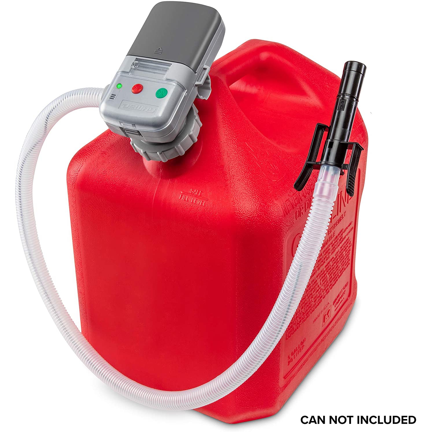 Deway Automatic Fuel Transfer Pump with Auto-Stop, AA Battery Powered, Advanced Adapter Fits All Size Gas Cans, Extra Long Hose, Portable Liquid Pump