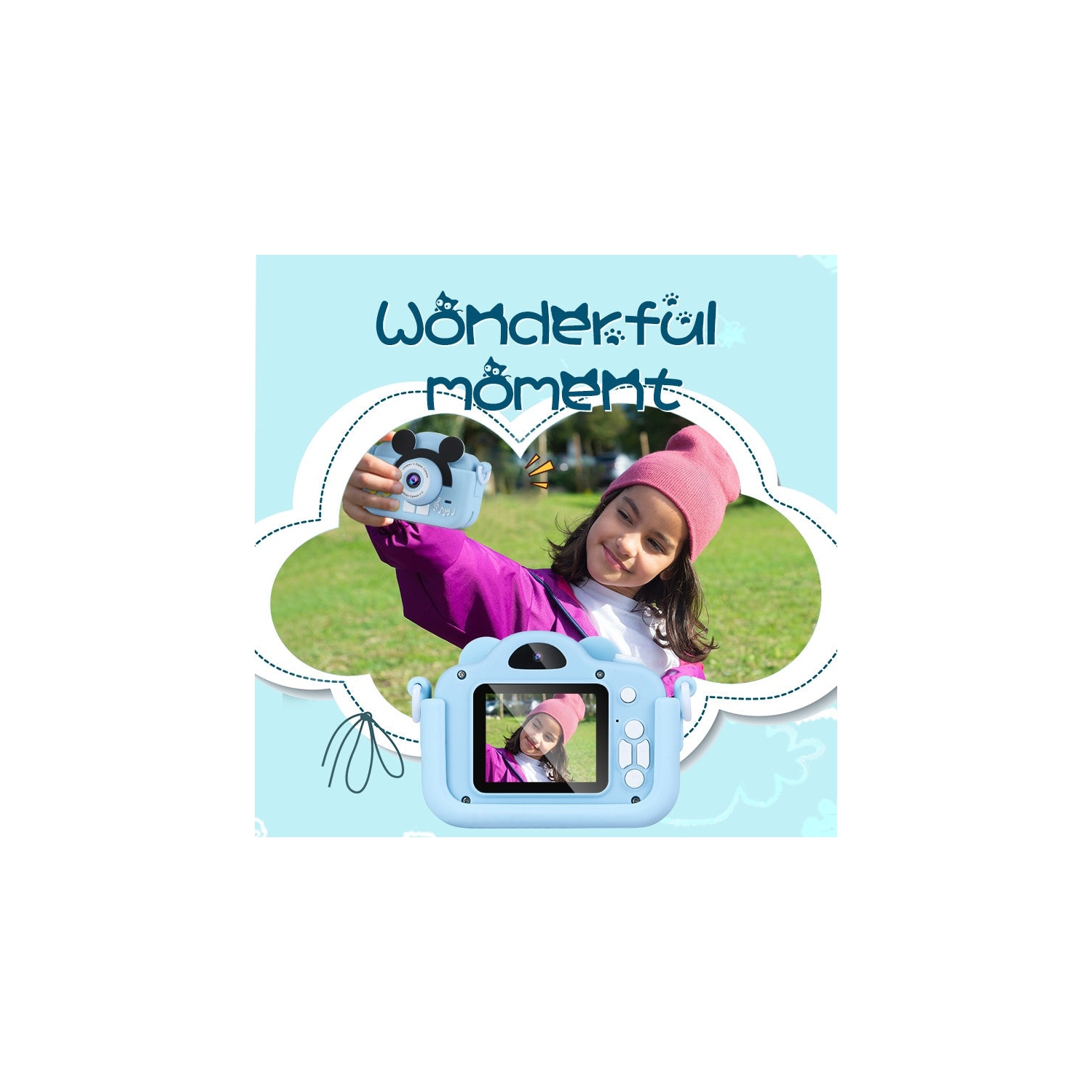 SAMA Pink Mini Cartoon Camera Toys 2.0 Inch 1080P HD Mickey Mouse