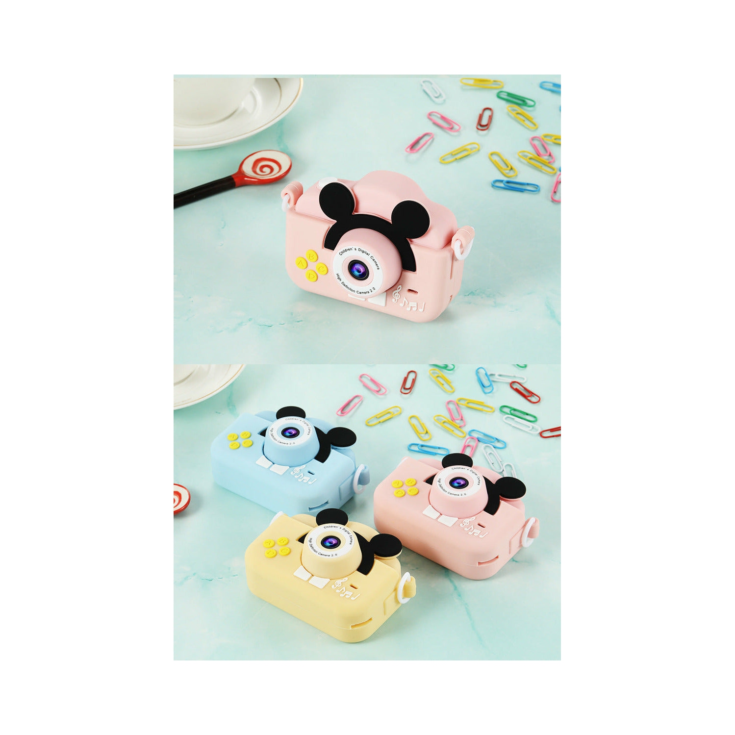 SAMA Blue Mini Cartoon Camera Toys 2.0 Inch 1080P HD Mickey Mouse