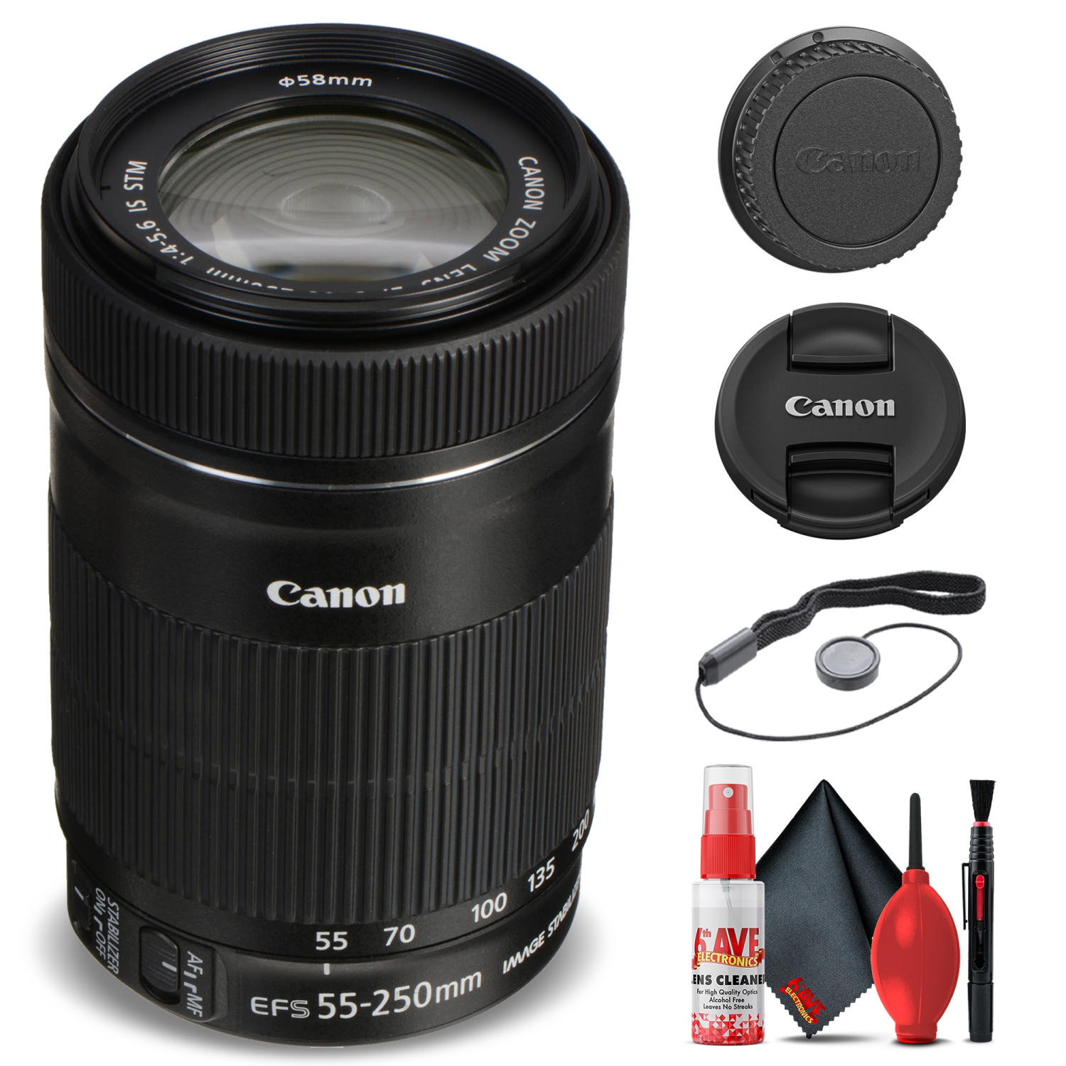 Canon EF-S 55-250mm f/4-5.6 IS STM Lens (8546B002) + Filter Kit