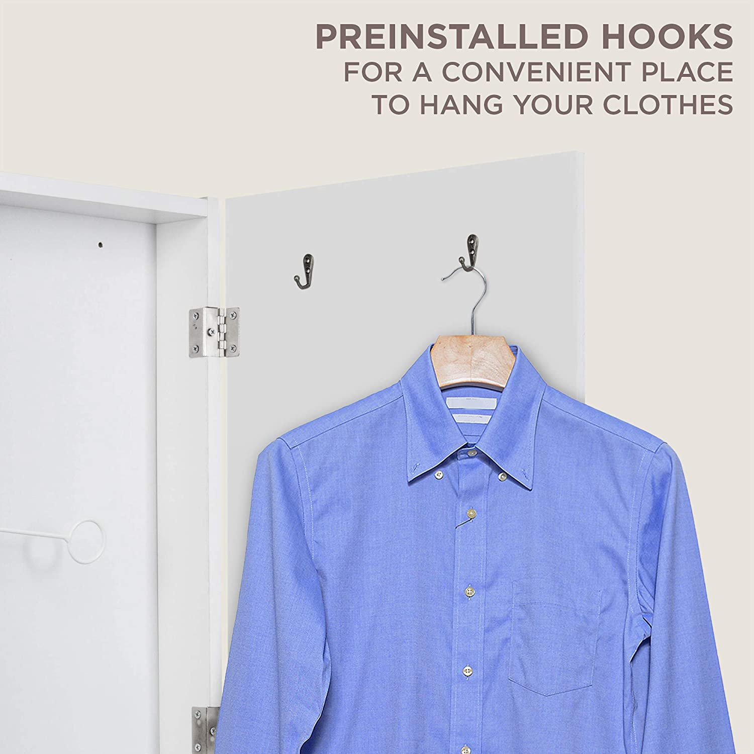 Ivation Wall Mounted Ironing Board Cabinet, Foldable Ironing Storage Station for Home, Apartment & Small Spaces, Easy-Release Lever, White