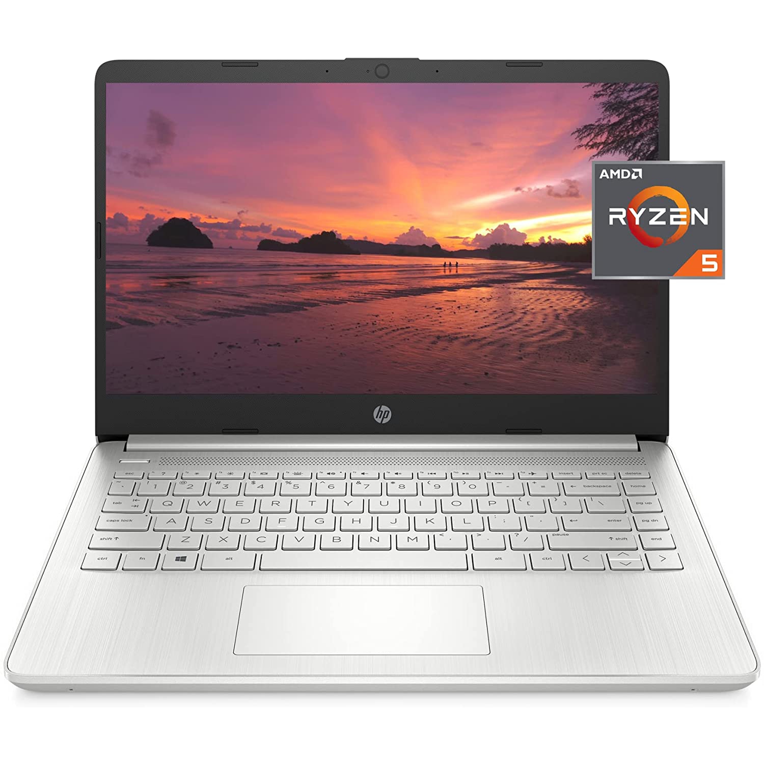 HP 14 Laptop, AMD Ryzen 5 5500U, 8 GB RAM, 256 GB SSD Storage, 14-inch Full HD Display, Windows 11 Home, Thin & Portable, Micr
