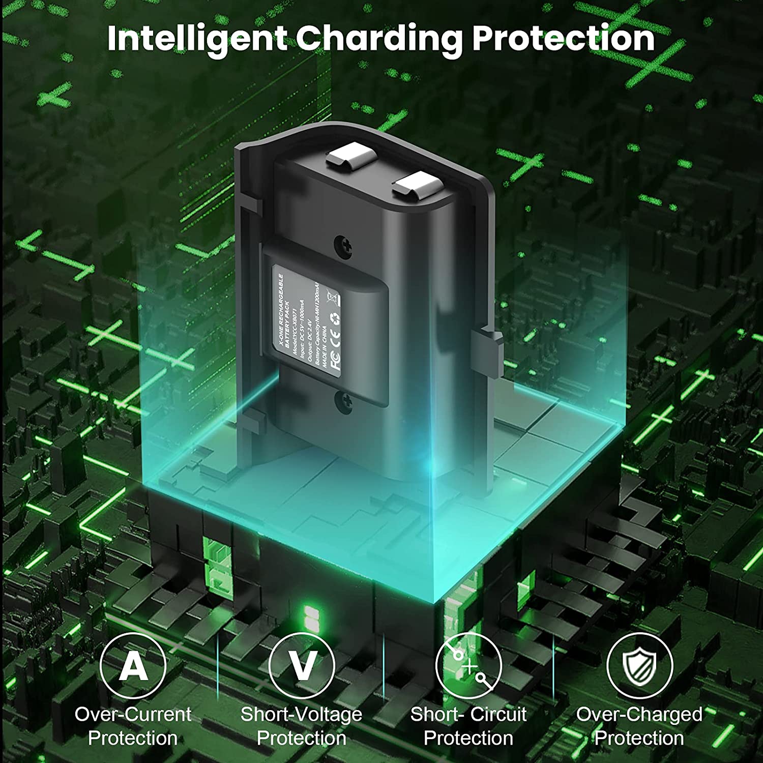 SAMA - Batterie rechargeable pour manettes Xbox One - 2 piles Ni-MH 1200 mAh