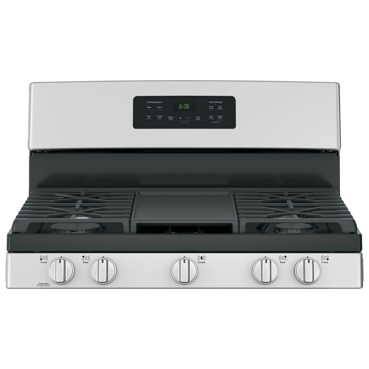 Cuisinière au gaz autonome à 5 brûleurs 5,0 pi³ 30 po de GE - Acier inoxydable